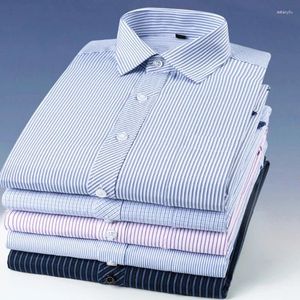 Camisas casuais masculinas camisa branca listrada manga longa solta confortável moda negócios desgaste ferramentas profissionais livre ferro fino