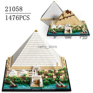 Blocks In Stock 1476Pcs The Great Pyramid of Giza Model Building Block Set Compatible 21058 Diy Assembled Bricks Kid Toys Brithday GiftL240118