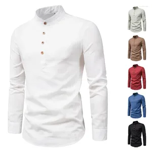 Men's Casual Shirts Long Sleeve Cotton Linen Shirt Men Wholesale Blank Breathable Button Up Slim Fit For Chemises De Hombre