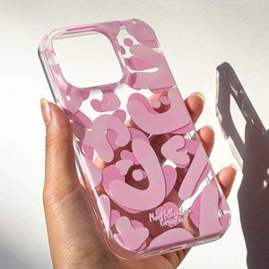 Cep Telefon Kılıfları Akşam Çantalar Orijinal Graffiti Süsleri Telefon Kılıfı Sevimli Pembe Şeffafalar Silikon Telefon Kılıfı İPhone 15 14 13 12 Pro Max Cover J240123