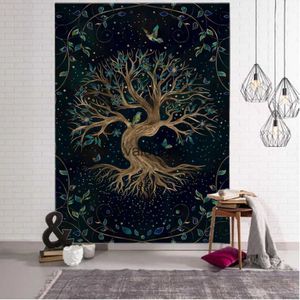 Tapestries Tree of Life Art Big Tapestry Plant Flower Wall Hanging Bohemian Room Decoration Hippie Yoga Mat Beach Handduk