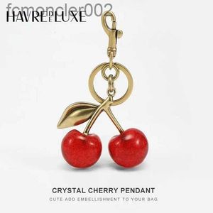 Keychains Lanyards Handbag Pendant Keychain Women's Exquisite Internet Famous Crystal Cherry Car Accessories High Grade 231025 NRNB