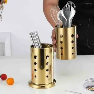 Kitchen Storage Container Stainless Rack Organizer Spoon Household Cutlery Basket Holder Accessories Steel Golden Chopstick