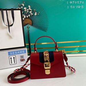 7A Toppkvalitetsdesigner Sylvie Shoulder Crossbody Tote Bag Red äkta läder Fashion Luxury Womens Totes Bags Cross Body Handbag Purse Hobo Satchel Hobo 470270