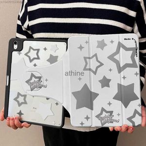 Tablet PC Cases Bags Fashion Star IPad Protective Case Pro 11 Rotating Air 4 5 Acrylic 10.2 Inch Tablet 10th Generation Three Fold White Ipad Cover YQ240118