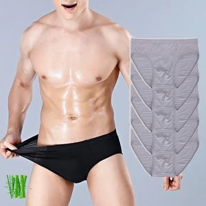 5 peças de fibra de bambu macio bulge bolsa roupa interior masculina sexy cinza cuecas ropa interior hombre musculação 5xl 6xl calcinha 240117