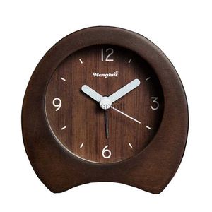 Zegar stolika biurka ręcznie robione małe ciche zegar stołowy czarny szklany orzech drewniany zegar z sobeza duża liczba wyświetlacza. YQ240118