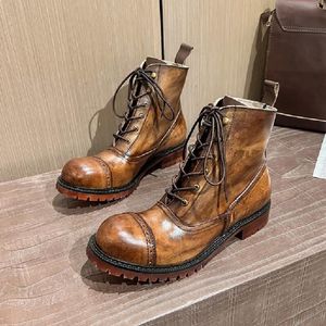 Big Size 46 47 Men Motorcycle Boots Safety Leather Man Paratrooper Boot Retro Men's Work Social Booties Handmade Punk Chelsea Buckle Belt Shoes