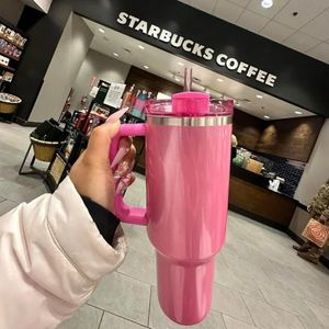 Inverno rosa cintilante co-marca alvo vermelho 40oz quencher tumblers cosmo parada flamingo dia dos namorados presente copos 2nd carro brilho canecas