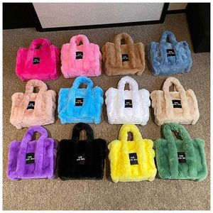 Designer Faux Fur Tote Bag para Mulheres Bolsas de Luxo Outono Inverno Pelúcia Ombro Crossbody Sacos Marca Shopper Bolsas Novo 220923
