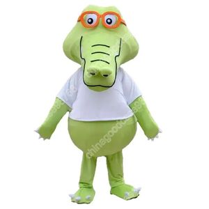 Performance Green Crocodile Mascot Costume Halloween Fancy Party Dress Cartoon Character Outfit Suit Carnival Adults Size Birthday Outdoor Outfit