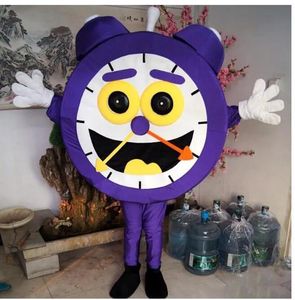 Halloween Purple clock Mascot Costume Top Quality Cartoon Alarm clock theme character Carnival Unisex Adults Outfit Christmas Birthday Party Dress