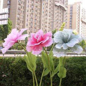 Fiori decorativi di nozze Materiale di lino artificiale su larga scala Bacca di rosa Fiore di peonia Decorazioni di sfondo per strada nuziale 0118