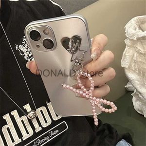 Mobiltelefonfodral Japan Korean Plating Bow Pearl Star Pendant Phone Case för iPhone 11 14 15 Pro Max 12 Pro 13 11 SUCKSUST COVER J240118