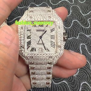 MOQ 1 Custom Cheap Ice Out Vvs Moissanite Diamond Mechanical Watch