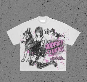 Varumärkesdesigner Herrarna T-shirts Vintage Gothic Pattern Men T Shirt Streetwear 2023 Ny grafik T-skjortor Punk Hip Hop Print Y2K Top Overdized Loose Sorte Sleeveyolq 333