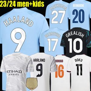 23 24 25 Haaland Futbol Formaları Ejderha Doku Rodrigo Grealish Mans Şehirler de Bruyne Foden 2023 2024 Futbol Gömlekleri Çocuk Kiti Şampiyonları Final