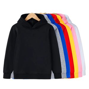 Felpe con cappuccio Felpe Ragazzi Ragazze Moda Tinta unita Rosso Nero Grigio Rosa Autunno Inverno pile Hip Hop Felpa con cappuccio bambini Marca Casual Top 240117