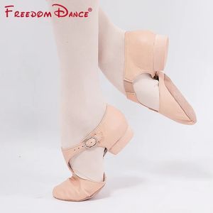 Echtes Leder Stretch Jazz Dance Schuhe für Frauen T Strap Ballett Lyrical Tanz Schuh Lehrer Tanz Sandalen Übung Schuh 240117