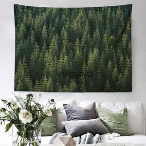 Tapisserier Misty Forest Tree Natural Landskap Tapestry Estetic Room Decoration Wall Hanging Tyg Big Size Nordic Home Decorvaiduryd