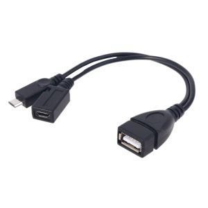 Micro USB till USB 2.0 OTG -adapterkabel med mikro USB -ström för -Amazon Fire TV Mobiltelefon surfplatta PC Smartphone LL