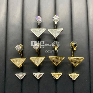 Triangel diamant drop örhänge trend gyllene mentala örhängen öron smycken kristall örhänge med lådan set