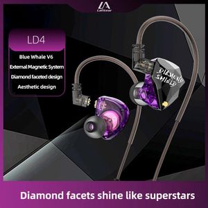 イヤホンLafitear ld4 In Dynamic Earphone BassサラウンドサウンドステレオヘッドフォンHifi Sports Music Headset Detachable Cable Earbuds