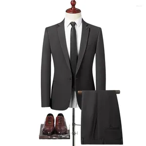 Ternos masculinos de alta qualidade (calças blazer) estilo italiano negócios casual elegante moda simples casamento cavalheiro terno de duas peças