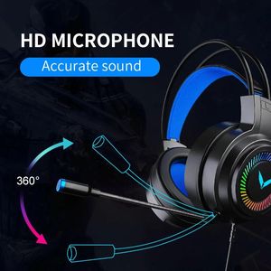 Headphones Gaming Headset 7.1 Stereo SVirtual Surround Bass Foldable Earphone Headphone with Mic LED Light for Computer PC