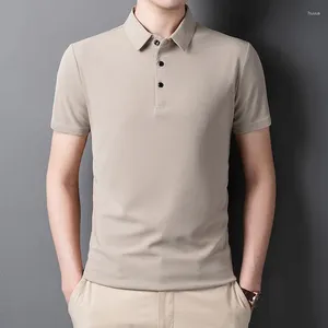 Мужские поло с короткими рукавами, летняя однотонная футболка, модный универсальный молодежный топ с лацканами в корейском стиле