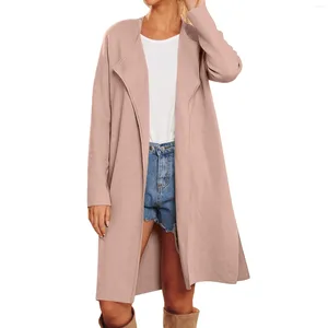 Jaquetas femininas 2024 primavera casual cor sólida mais quente cardigan jaqueta moda quente fino casacos abertos frente malha longo outerwear outono