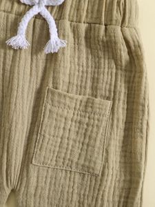 Spodnie Lamuusaa malucha dziewczynka chłopiec szorty bawełniane lniane luźne harem elastyczne talia atletyczne krótkie spodnie letni jogger