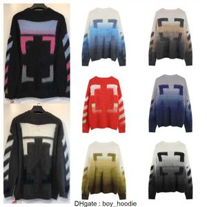 24ss New Fashion Luxurys Offs Clothing wool Mens Sweaters shirt and Women Loose Tops Man Casual Street graffiti clothes Sweatshirtoff Men's Whites 6UDA