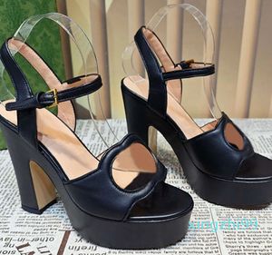 Plattform Sandalen Designer Frauen High Heels Mode Ausgehöhlte Leder Sandale Ferse Einstellbare Sommer Strand Hochzeit Party Schuhe mit Box