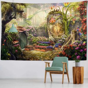 Tapissries Fairy Tale Fantasy Shroom Tapestry Bohemian Home Decoration Filt Hippie Children's Room Artvaiduryd