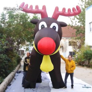 wholesale Cute Inflatable Christmas Reindeer Model 3m/4m Cartoon Figure Blow Up Winter Elk Sculpture For Xmas Decoration