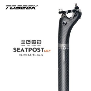 Postagens toseek 3k selim de fibra carbono bicicleta mountain road bike espigão mtb peças da bicicleta 27.2/30.8/31.6*350/400mm offset 20mm