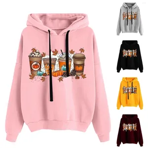 Women's Hoodies Ladies Round Neck Long Sleeve Halloween Print Solid Color Hooded Sweatshirt Fashion Loose Top