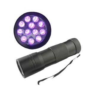 395-400NM 울트라 바이올렛 UV 라이트 미니 휴대용 12 LED UV 손전등 토치 전갈 탐지기 파인더 블랙 라이트 (UV-12) DHL FAST SHIP