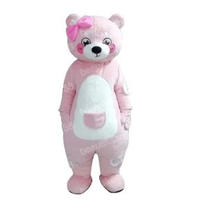 Adult Pink Bear Mascot Costume High Quality customize Cartoon Plush Tooth Anime theme character Adult Size Christmas Carnival fancy dress