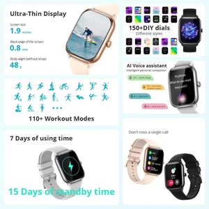 スマートウォッチColmi C61スマートウォッチ1.9インチフルスクリーンBluetooth Calling Heart Read Sleep Monitor100+ Sport Models Smart Watch for Menl2401