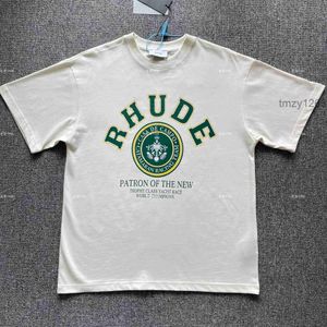 Designer de roupas de moda camisetas Rhude Carta Impresso Rhuigi Gerente Parte superior do corpo na moda solta montagem de manga curta T-shirt Tee Tops Algodão Streetwear 28A8