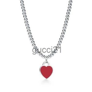 Collane con ciondolo popolari Design perline in argento sterling 925 per gioielli da donna con collana di smalto di colore nero blu rosso rosa all'ingrosso WTHN