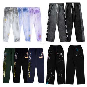 Mensbyxor Mens Purple Pants Bomull och linne Male Summer Ny solid färg Mensbyxor Löst fitness Kausal Man Graffiti Cargo Pants Fashion Sports High Quality Free