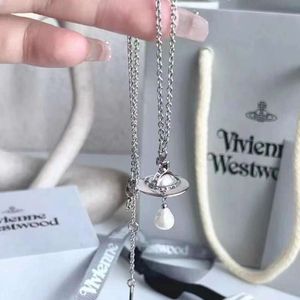 Viviance Saturn Water Droplet Pearl Pendant Necklace Fashionable Collar Chain Accessories Designer Jeweler Westwood för kvinna högkvalitativa semestergåvor