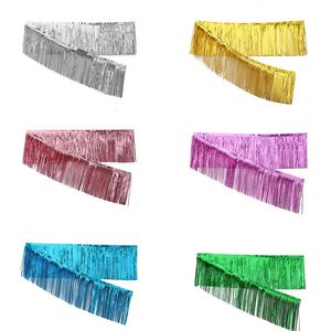 2.75M Foil Tinsel Banner Decorazioni per feste Anniversaire Decorazione di nozze Festa di compleanno Sfondo Pasqua Nappa Foil Curtain 240119