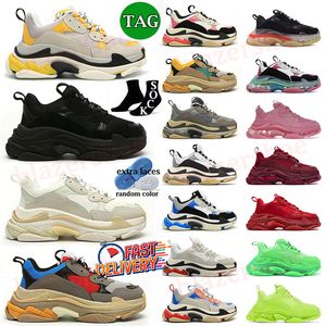 Old Dad Lässige Turnschuhe Triple S Clear Sole Tripler Paris 17FW Sneakers 3-lagige Außensohle Schwarz Gelb Rot Neongrün Original Designer Brand Luxus-Plateau-Loafer