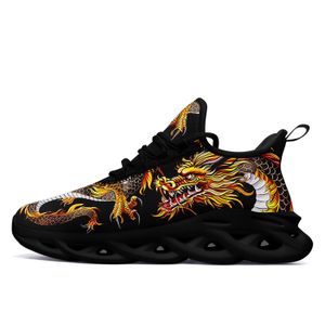 Coolcustomize custom black gold peaceful dragon design lightweight lace up sneaker women's Fashion Sneakers men's unique running tennis sports walking shoes