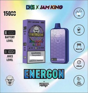 Jam King CKS vapes puff 15000 15K e cigarette Vape Box 24ml E-juice 12 Flavors Nic Salt 20mg 30mg 50mg LED Screen Display Mesh Coil 650mAh Battery Rechargeable