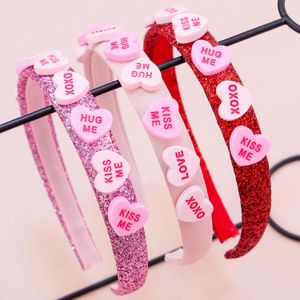 1PC Valentine's Day Headbands for Girls Korean Love Heart Hairband Glitter Headbands Headwear Girls Kids Hair Accessories 240119